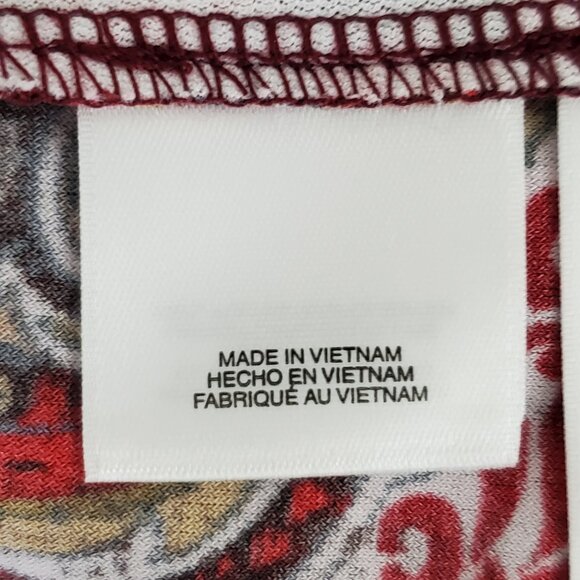 Jones Studio Red Pullover 3/4 Sleeve Paisley Top With Cutouts NEW NWT Size XS - Picture 11 of 14